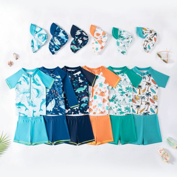 Baby & Toddler Swim Outfit – 3-Piece Set with Detachable Hat (3 Months to 4 Years)