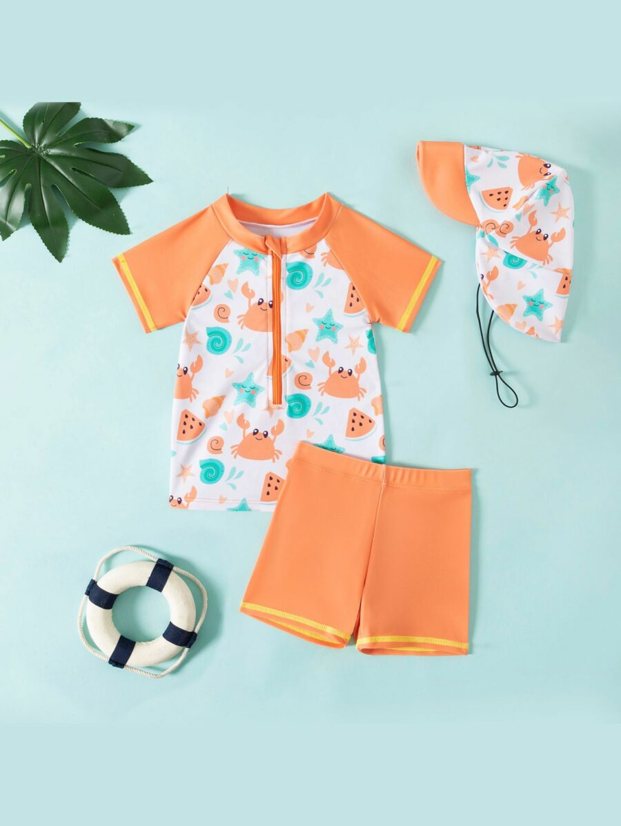 Baby & Toddler Swim Outfit – 3-Piece Set with Detachable Hat (3 Months to 4 Years) - Image 3